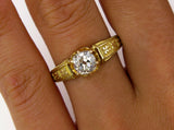 0.75Ct Round Cut Diamond Vintage Solitaire Engagement Ring 14K Yellow Gold Over