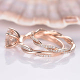 2ct Round Peach Morganite Infinity Bridal Set Engagement Ring 14k Rose Gold Over