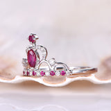 1.4ct Marquise Cut Pink Ruby Crown Promise Engagement Ring 14k White Gold Finish