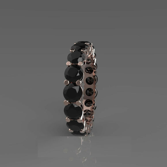 2.6ct Round Cut Black Diamond Wedding Ring Band Full Eternity 14k Rose Gold Over