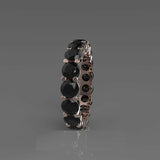 2.6ct Round Cut Black Diamond Wedding Ring Band Full Eternity 14k Rose Gold Over