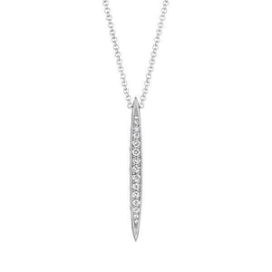 2Ct Round Cut Diamond Pointed Vertical Bar Pendant Chain 14K White Gold Finish