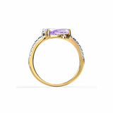 1.2ct Engagement Ring Pear Cut Diamond Bypass Design 14k Yellow Gold Finish