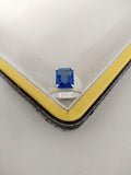 3ct Engagement Ring Emerald Cut Blue Sapphire Wide V Shank 14k White Gold Finish