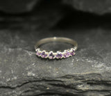 1ct Wedding Ring Band Round Cut Purple Amethyst Stackable 14k White Gold Finish