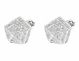 1ct Round Cut VVS1D Diamond Pentagon Stud Earrings Women 14k White Gold Finish