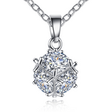 3Ct Round Cut Diamond Stylish Cube Design Pendant Chain 14K White Gold Finish