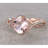 2ct Cushion Cut Peach Morganite Engagement Ring 14k Rose Gold Finish Split Shank