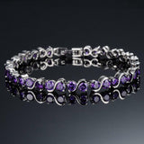 10ct Round Cut Purple Amethyst Wave Design Tennis Bracelet 14k White Gold Finish