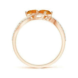 2ct Engagement Ring Round Cut Yellow Citrine Two Stone Twist 14k White Gold Over