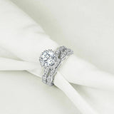 5Ct Round Cut Diamond Bridal Set Vintage Milgrain Ring Band 14K White Gold Over