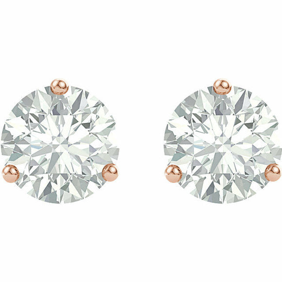 1ct Round Cut VVS1 D Diamond Classic Stud Earrings For Women in 14ct Gold Finish