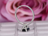 2.15ct Emerald Cut Blue Sapphire Solitaire Accents Ring 14k White Gold Finish