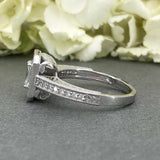 Halo Antique Vintage Engagement Ring 2ct Radiant Cut Diamond 14k White Gold Over