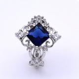 1.9ct Princess Cut Blue Sapphire Engagement Ring 14k White Gold Finish Art Deco