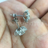 2ct Round Cut Moissanite Flower Cluster Stud Earrings 14k White Gold Plated