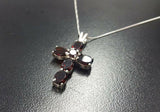 1.5ct Red Garnet Pendant Oval Cut Christ Cross 14k White Gold Finish NO CHAIN