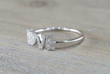 1.5ct Round Cut Diamond Love Heart Band Engagement Ring 14k White Gold Finish