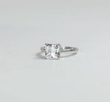 0.3ct Asscher Cut Diamond Engagement Ring 14k White Gold Finish Solitaire Women