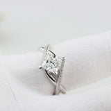 1ct Princess Cut Diamond Engagement Ring Twist Infinity Shank 14k WhiteGold Over