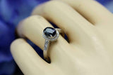 2.2ct Oval Cut Blue Sapphire Engagement Ring Vintage Halo 14k White Gold Finish