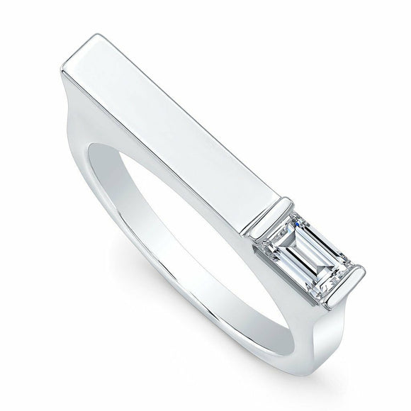 0.5Ct Emerald Cut VVS1/D Diamond Match Stick Engagement Ring 14K White Gold Over