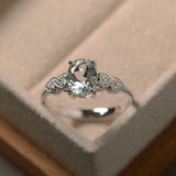 2ct Engagement Ring Oval Cut Heart Shape Diamond Accents 14k White Gold Finish