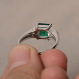 2ct Asscher Cut Green Emerald Trilogy Wedding Engagement Ring 18k WhiteGold Over