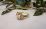 2ct Emerald Cut Diamond Engagement Ring 14k Yellow Gold Finish Double Halo