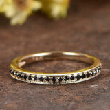 1ct Round Cut Black Diamond Wedding Band Vintage Eternity 14k Yellow Gold Finish