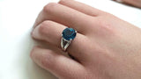 2ct Engagement Ring Round Cut London Blue Topaz Split Shank 14k White Gold Over