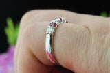 1.8ct Round Cut Pink Ruby Five Stone Wedding Band Ring 14k White Gold Finish