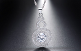 3ct Round Cut VVS1D Diamond Pendant Double Halo 18k White Gold Finish NO CHAIN