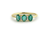 1.5ct Oval Green Emerald Trilogy Minimalist Engagement Ring 14k Yellow Gold Over