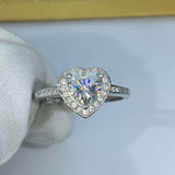 2ct Heart Cut VVS1D Diamond Halo Solitaire Engagement Ring 14k White Gold Finish