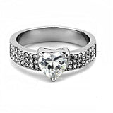 3Ct Heart Cut Diamond Solitaire Ring 14K White Gold Finish 3 Row Round Accents