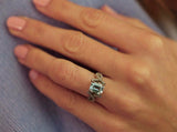 1.5ct Emerald Cut Blue Aquamarine Infinity Engagement Ring 14k White Gold Finish