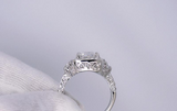 3.5Ct Radiant Cut VVS1 Diamond Halo Vintage Engagement Ring 14K White Gold Over