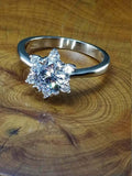 1.6ct Round Cut Diamond Engagement Ring Floral Solitaire 14k White Gold Finish