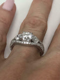 2.08ct Round Cut Diamond Engagement Ring Split Band Trilogy 14k WhiteGold Finish