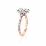 2ct Oval Cut Diamond Hidden Halo Engagement Ring 14k Rose Gold Over Round Accent