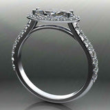 East West Halo Engagement Ring 1.3ct Marquise Cut Diamond 14k White Gold Finish