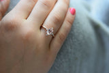 1ct Cushion Cut Peach Morganite Crown Setting Engagement Ring 14k Rose Gold Over