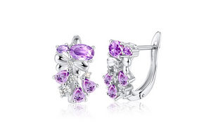 2.5ct Oval Purple Amethyst Bowknot Party Wear Drop Earrings 14k White Gold Over