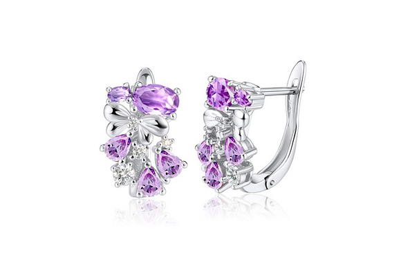 2.5ct Oval Purple Amethyst Bowknot Party Wear Drop Earrings 14k White Gold Over