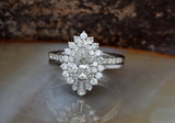 Cluster Bridal Set Wedding Engagement Ring 3ct Pear Diamond 14k WhiteGold Finish