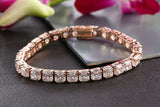 18Ct Assher Cut Sparkle VVS1/D Diamond Tennis Bracelet 14K Rose Gold Finish