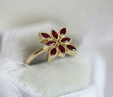 2ct Marquise Cut Pink Ruby Engagement Ring Floral Unique 14k Yellow Gold Finish