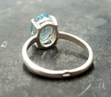 2ct Engagement Ring Oval Cut Blue Aquamarine Solitaire 14k White Gold Finish