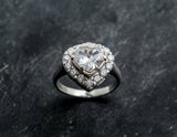 2.2ct Engagement Ring Heart Cut Diamond Halo Solitaire 14k White Gold Finish